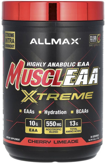 ALLMAX 肌肉EAA Extreme 櫻桃萊姆汽水, 1個, 532g