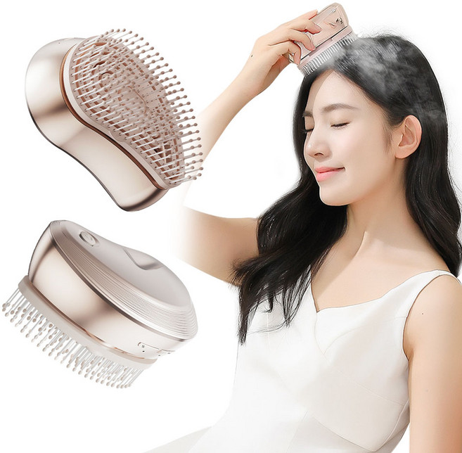 Garrl 헤어 브러쉬 두피 마사지기 머리빗 분무식 헤어빗 진동 두피도입기 헤어케어 2종 빗살, 1개, 골드