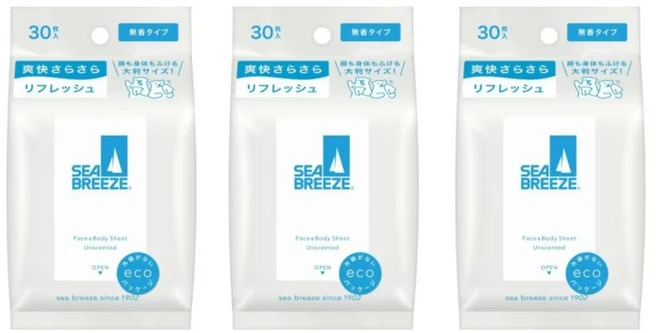 Seabreeze 씨브리즈 페이스 바디 시트 무향 30매입 3개 - 쿠팡