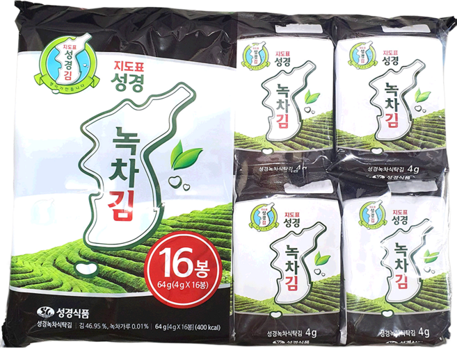 엄마의손맛 도시락김 (성경식품 녹차 4g x16단 64g) 나들이용 백반집 식자재, 1개, 64g