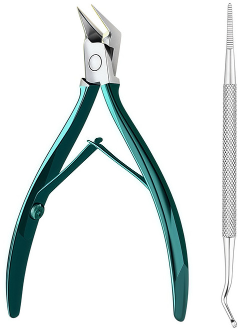 키라비 내성 발톱깍기 발톱니퍼 두꺼운 발톱깎이 손톱깎이 네일케어 2종세트 Y202그린, 그린, 1세트