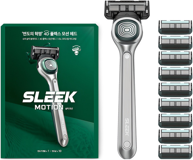 도루코 슬릭 모션 면도기 세트, 면도기 + 면도날 10p, 1세트