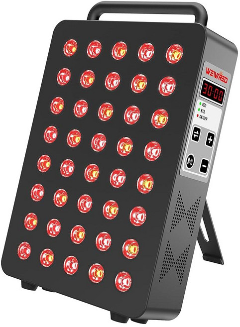 레드 라이트 테라피 패널 5 파장 40 듀얼 칩 고효율 LED 630+660+810+830+850nm 및 근적외선 램프 장치 60W 타이머 스탠드 바디 얼굴 피부, 40leds Black