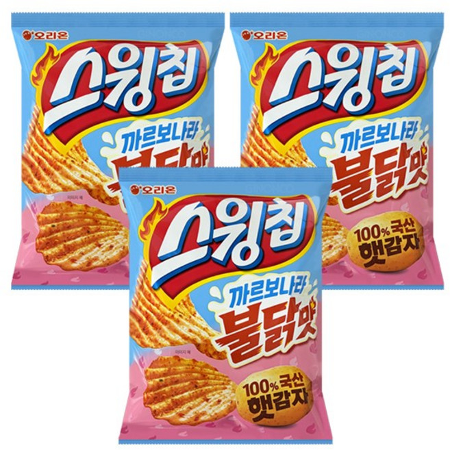 오리온 스윙칩 까르보나라 불닭맛, 3개, 100g