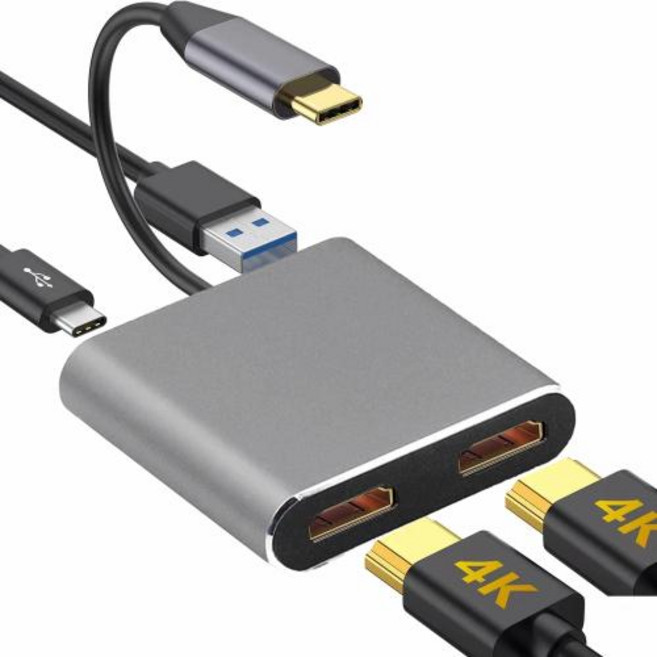 Thunderbolt3 Usb C 4k Uhd 디스플레이 듀얼 HdTV 확장 2 모니터 허브 유형 C Dock Pd Macbook Pro Air Usb 3.0 용 고속 충전, Number 1