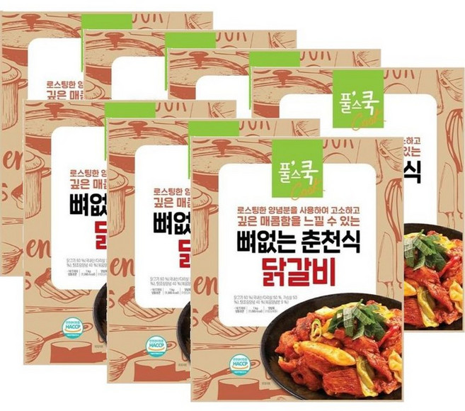 풀무원 풀스쿡 뼈 없는 춘천식 닭갈비, 1kg, 7개