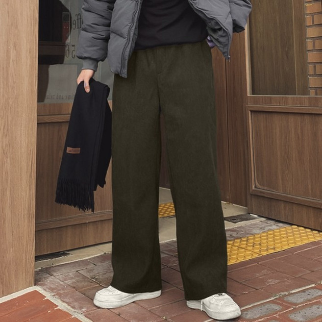 [기모] 히터 남자 남성 히트 헤비 코듀로이 골덴 와이드 밴딩 팬츠