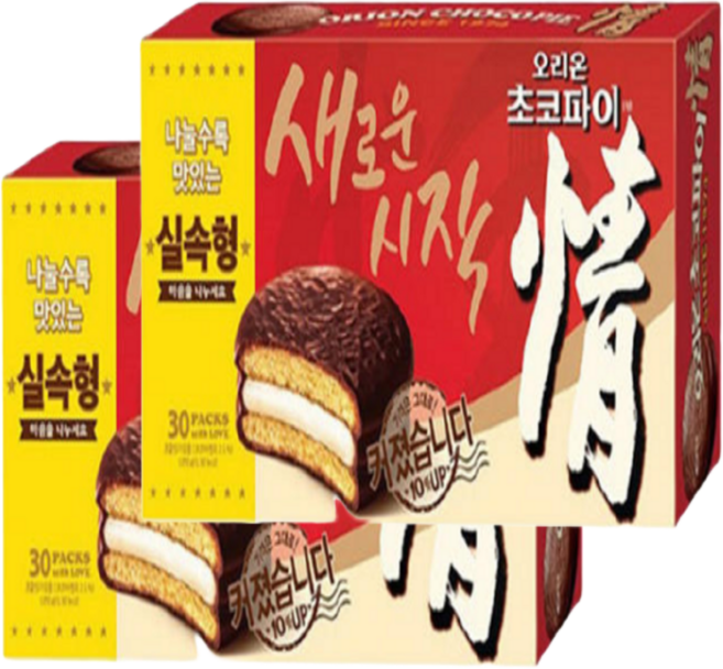 오리온 초코파이 정 오리지널 실속형 30개입 2박스(60개), 1.17kg, 2개