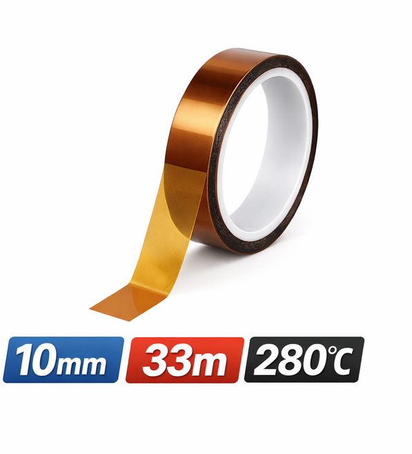 캡톤테이프 10mm 고온 내열 280도 폴리이미드 절연 테이프 33M, 1개
