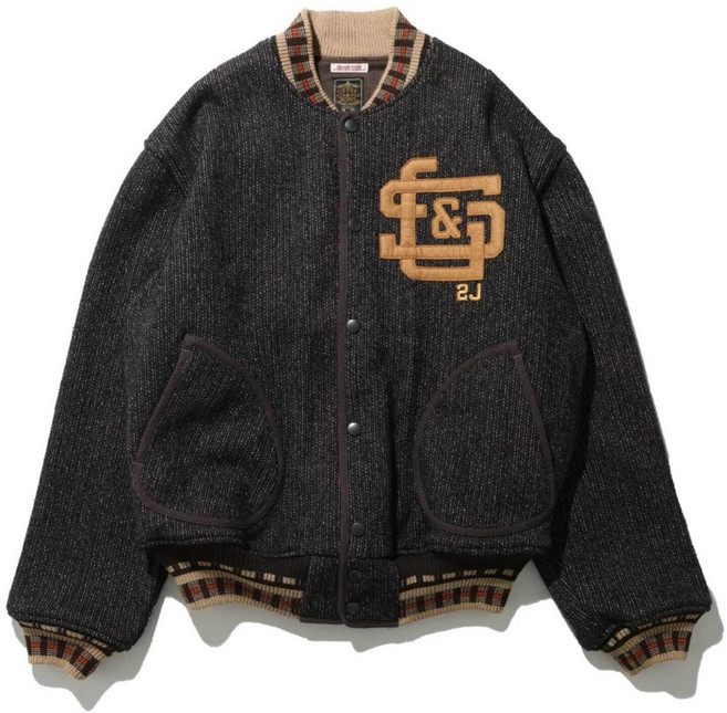 美式復古棒球外套 羊毛混紡 刺繡字母 男裝外套