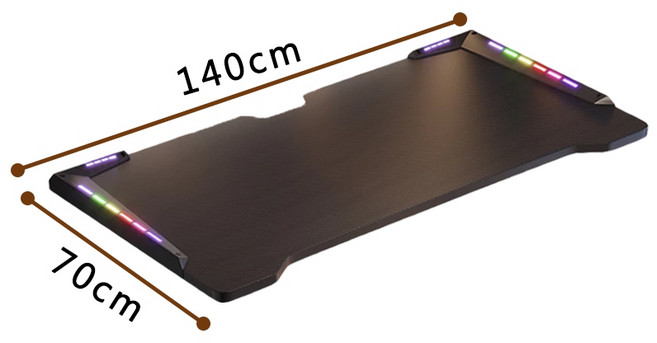 電競升降桌 電動升降電腦桌 辦公遊戲家用, 黑桌板+氛圍燈 140x70cm