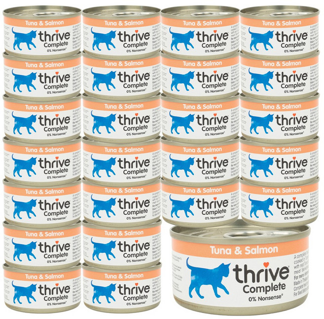 쓰라이브 컴플리트 그레인프리 전연령용 고양이 주식캔, 75g, 24개, 연어+참치