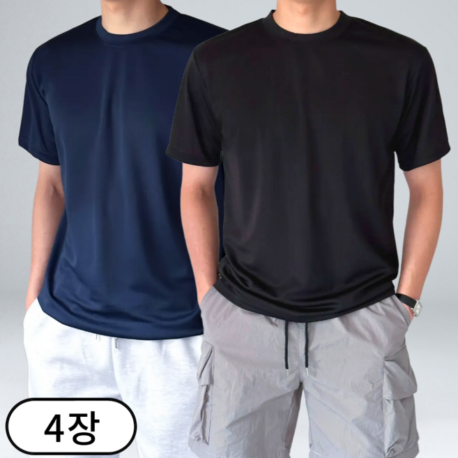 [1+1+1+1] 4장 묶음 남자 스탠다드핏 매쉬 기능성 반팔 티셔츠 (6114-4)