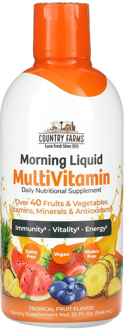 Country Farms 아침 액상 종합비타민 열대 과일 946ml(32fl oz) Farms (컨트리 팜), 1개 - 쿠팡