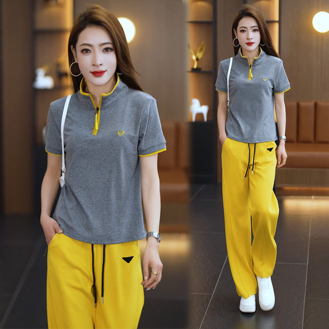 Luminax 여성 여름 반팔 트레이닝세트 투피스 바지세트 츄리닝세트 운동복세트 캐쥬얼 상하세트