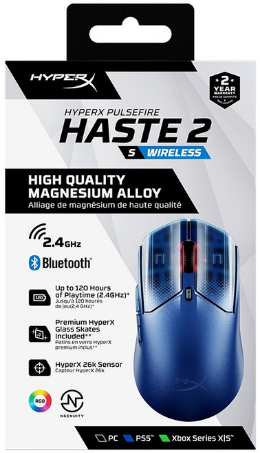 HyperX Pulsefire Haste 2 S Wireless 輕量雙模電競滑鼠 鎂鋁合金外殼 120小時長續航 海軍藍