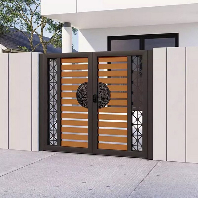 알루미늄 합금 단조 철제 대문 출입문 현관문 주택 단독주택대문 야외 정원문 스테인리 스타일 6/사각형, 1개