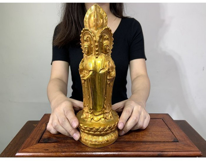 三面佛像 宗教擺件, 金黃, 1個