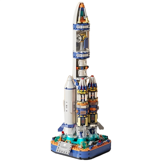 拼果 佳奇破曉太空地球儀積木玩具 科學透明旋轉還原益智積木 兒童禮物擺件, 破曉火箭