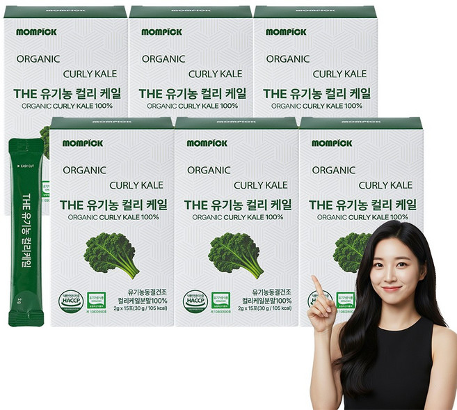 맘픽 컬리케일 유기농 곱슬케일 100% 분말 동결건조 가루 파우더 스틱, 90개, 2g