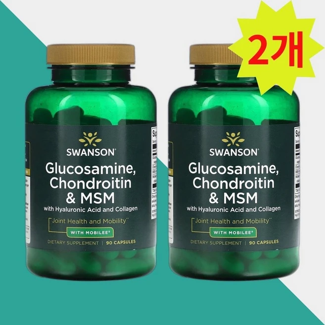 Swanson 글루코사민 콘드로이틴 MSM 히알루론산 콜라겐 함유 glucosamine Chondroitin, 2개, 90정 - 쿠팡