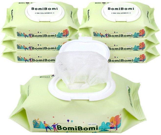 보미 물티슈 / 도톰한 아기 물티슈, 36g, 100개입, 7개