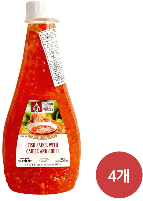 탄하 피쉬소스 갈릭 앤 칠리, 250ml, 4개