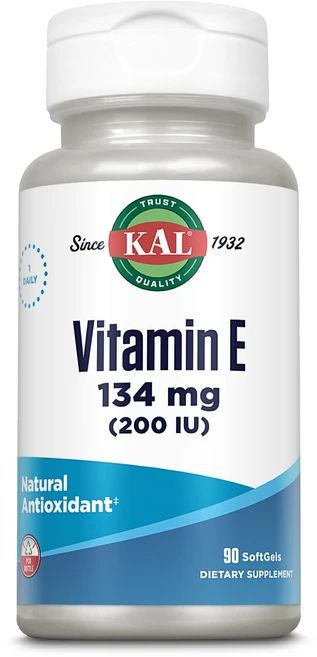 KAL E-200 D-알파 토코페롤 200 IU 소프트젤 90정 KAL E-200 D-Alpha Tocopherol 200 IU Softgels 90 Count, 1개 - 쿠팡