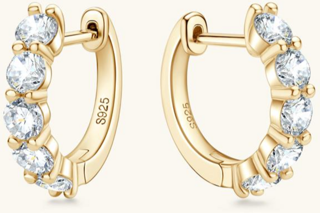 모이사나이트 925순은 14K도금 여성 귀걸이 심플 링 디자인 귀고리 주얼리 선물용 GRA인증