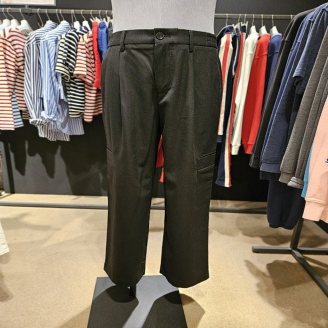 킨록바이킨록앤더슨 블랙 스판성 포켓 포인트 허리 히든밴딩 원턱 세미 와이드 슬랙스 팬츠(코드그라피 CGP20L0M9)