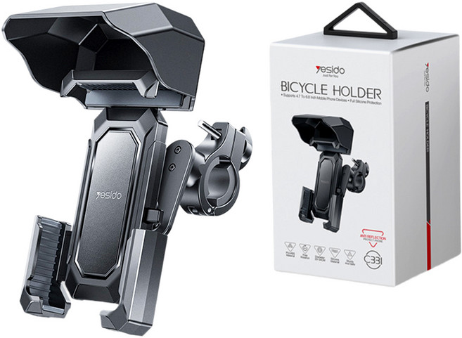 리트큐 오토바이 자전거 원터치 휴대폰 거치대, 1개, 블랙