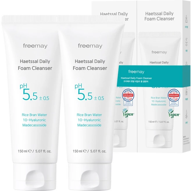 프리메이 피지 98%개선 임상 햇쌀 데일리 약산성 클렌징 폼, 2개, 150ml - 쿠팡