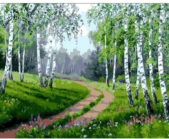 돈 들어오는 명당도 diy 물감 자작나무 숲 삼림 리틀 포레스트 계곡 명화따라그리기 행운 재물 풍수 풍경화색칠하기 개업 집들이선물 집콕취미 최신상, 캔버스형(40*50cm)숲 계곡 그리기선택01, 1개