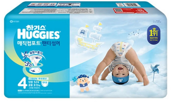 하기스 2021 매직팬티 뉴컴포트 썸머 팬티형 공용 대형 4단계 (10~14kg), 312매