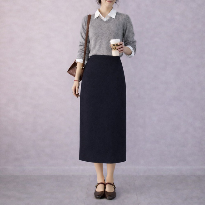 예쁜핏 H라인 롱스커트 55~100 빅사이즈 h라인 스커트 여성 정장치마