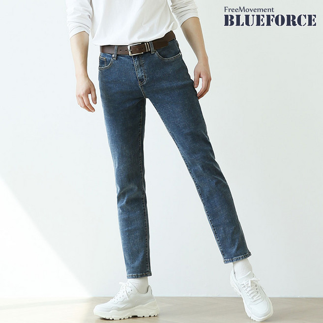 블루포스 남성용 존카른 테이퍼드핏 9부 스판 청바지