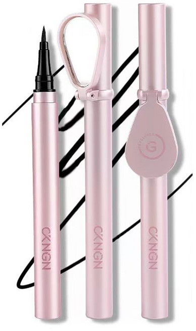 미니 거울 내장 아이라이너 펜 초극세 팁 워터프루프 번짐 방지, 1개, 블랙