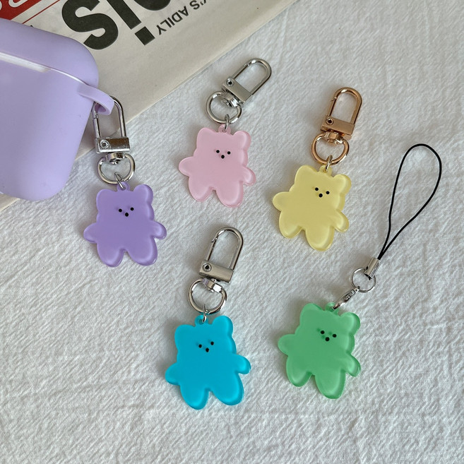 귀여운 곰돌이 키링 에어팟키링 버즈키링 우정키링 가방키링 커플키링 생일선물 가방키링 자동차키링, 실버D고리-핑크, 1개