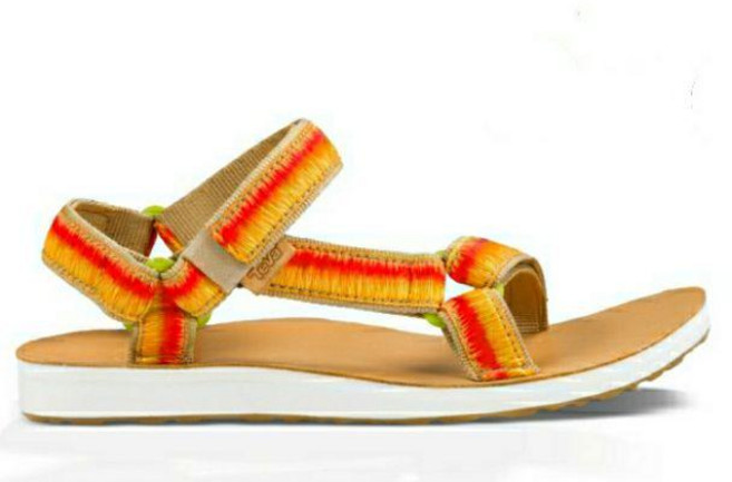 Teva (女) 經典織帶涼鞋 舒適耐磨 時尚百搭, 菊黃漸層,US6