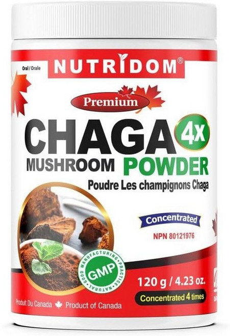 캐나다 NUTRIDOM 뉴트리돔 차가버섯 4배 파우더, 120g, 3개