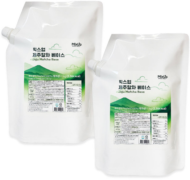 믹스업 제주말차 베이스 녹차라떼 밀크티 농축액 말차스프레드, 2개, 1kg
