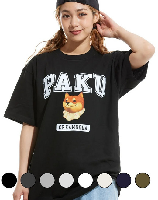 크림소다랩 남녀공용 파쿠 로고 오버핏 반팔 티셔츠 커플티 17수싱글