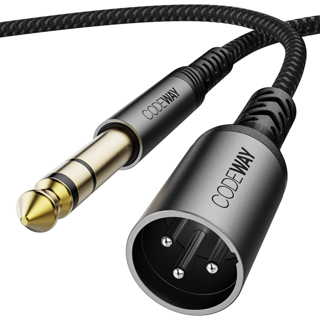 코드웨이 XLR to 5.5 TRS 마이크 수 케이블 5m, SAXM5-5M, 블랙, 1개