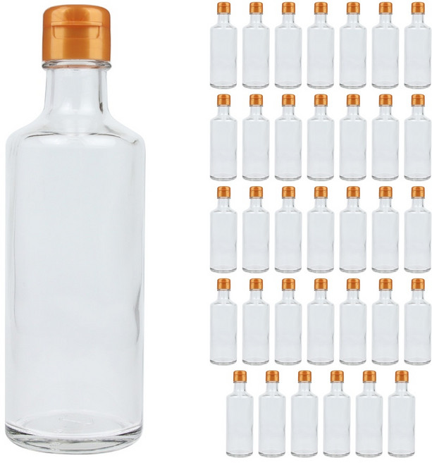 원형식초300 유리병+원터치캡 골드, 35개, 300ml