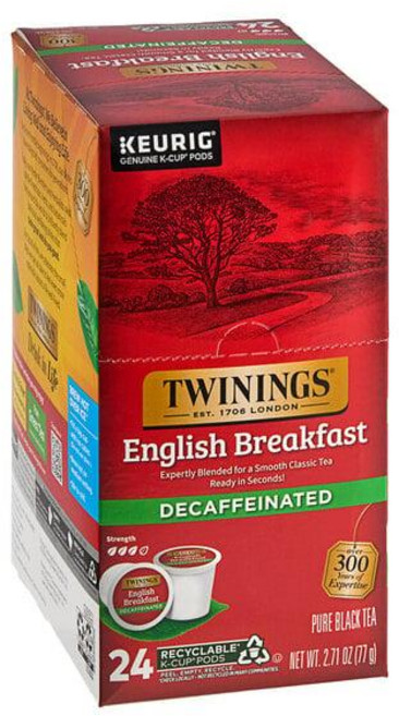 미국 트와이닝 Twinings English Breakfast Decaff Tea 잉글리쉬 브랙퍼스트 디카프 티 홍차 K-Cup 캡슐 24개입, 6개, 3.2g