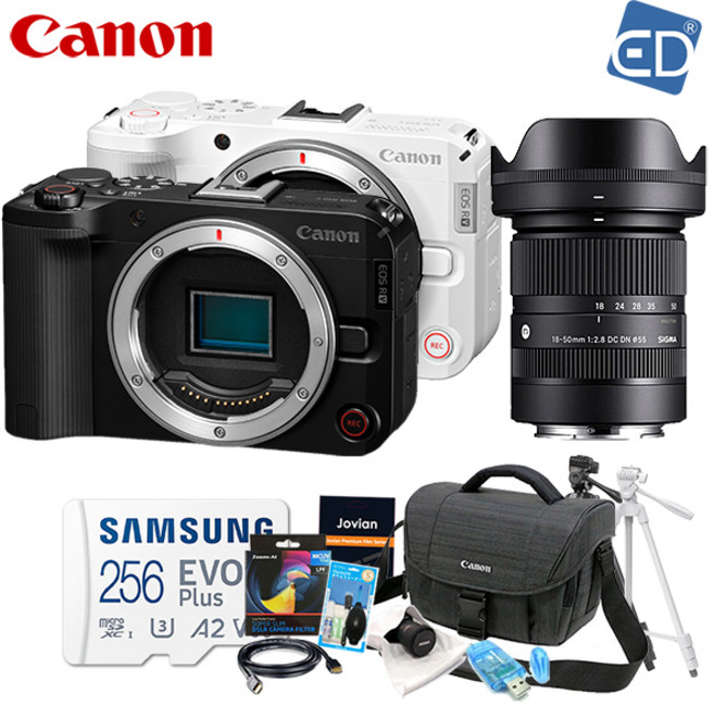 [캐논 정품] EOS R50V + 시그마 C 18-50mm F2.8 DC DN 캐논RF-S +256GB 패키지 / 브이로그 카메라 /ED, 01 캐논R50V 블랙+시그마C18-50(RF)