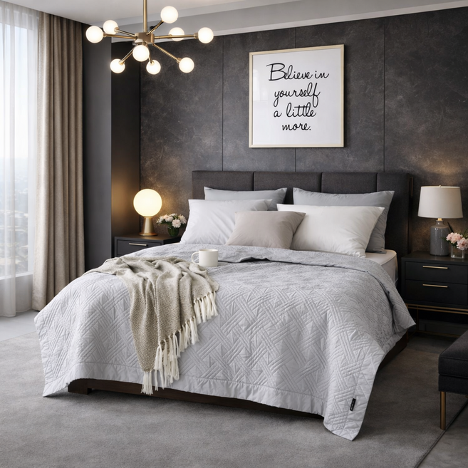 박홍근홈패션 포근하고 쾌적한 양모스프레드 침대보 - Queen, 그레이