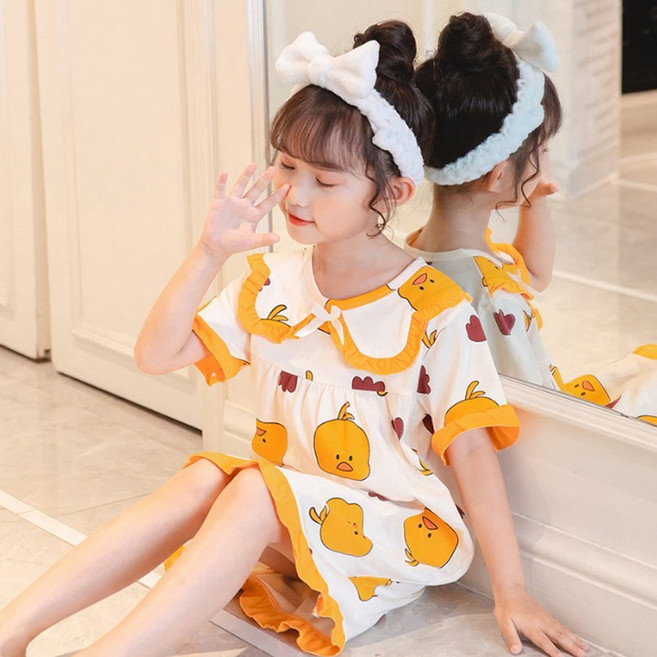 재한 초등학생 반팔 원피스형 잠옷 [2571]