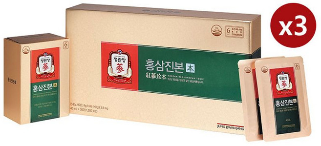 정관장 홍삼진본 40ml x 30포 3박스 90일분, 1.2L, 3개