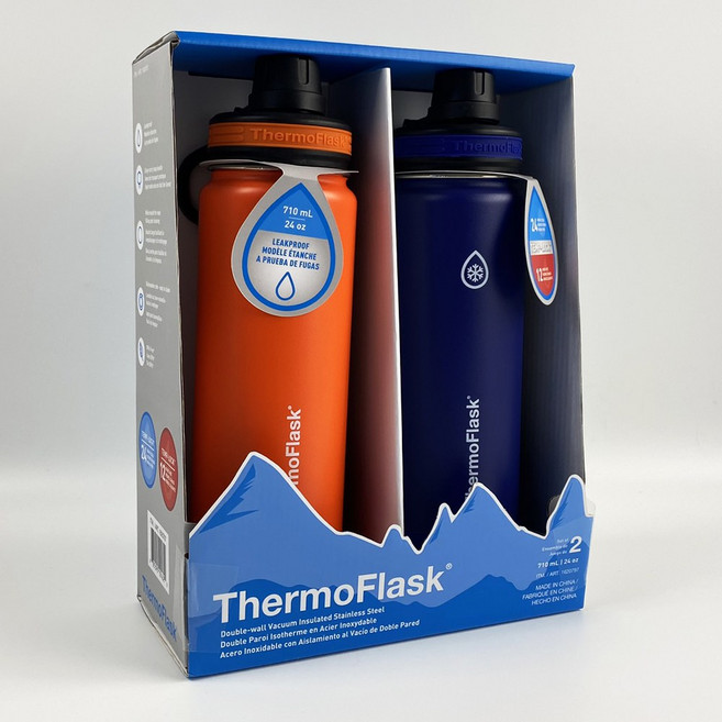 써모플라스크 보냉병 보온병 세트 2PK THERMOFLASK 코스트코, 오렌지,네이비, 710ml, 1개